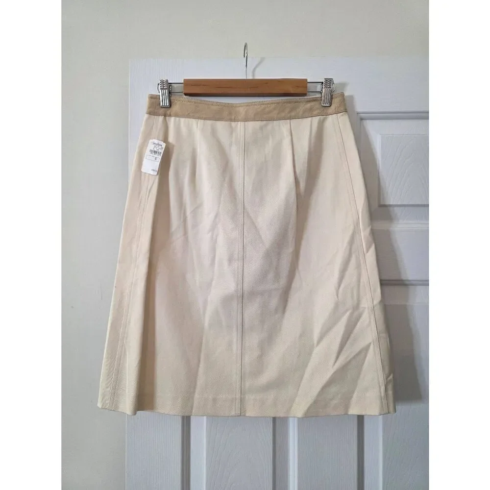Tory Burch Pencil Skirt Cream Logo Button Front Cargo Pocket NWT $265 Sz 6